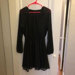 Black with white polka dot long sleeve dress